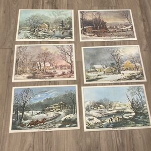 Set of Currier and Ives placemats vintage